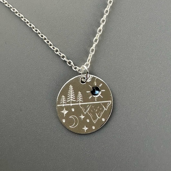 Sterling Silver Mountain and Starry Night Necklace - Picture 8 of 9